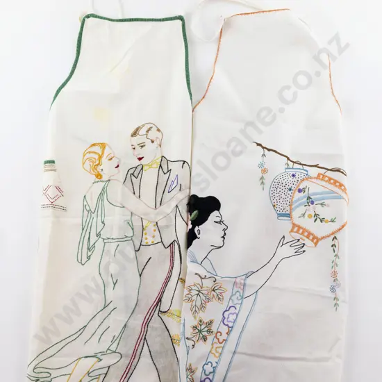 Two Hand Embroidered Aprons