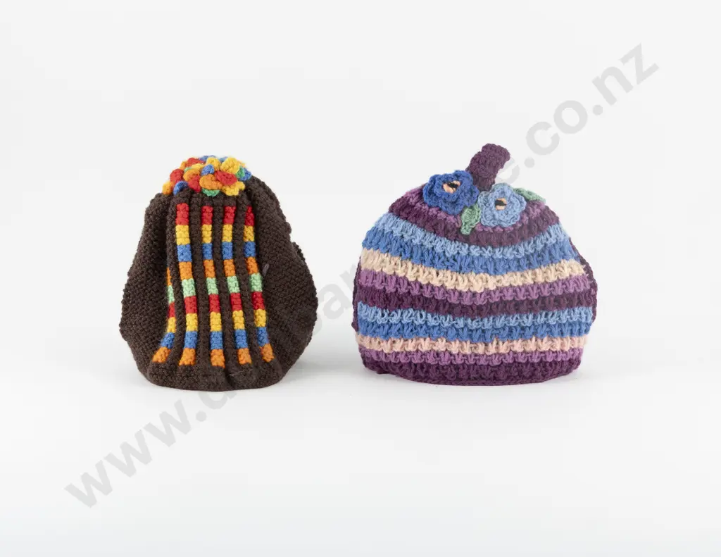 C1950's Crocheted Tea Cosy & Knitted Tea Cosy Image 1++