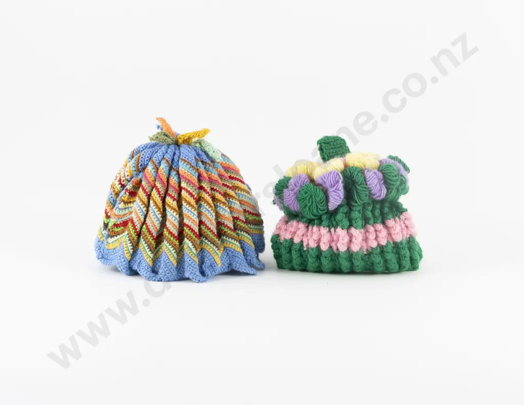 Two C1950's Crocheted Tea Cosies Image 1++