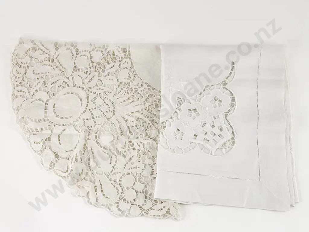 Two Small Cutwork Tablecloths Image 1++