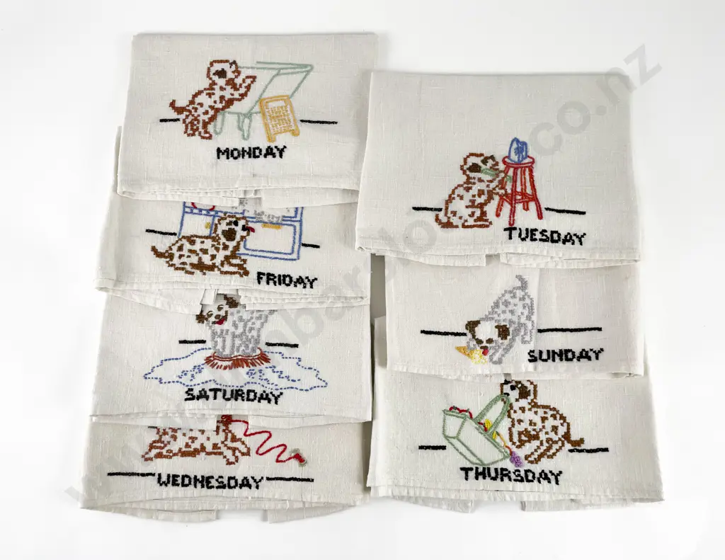 Set of Seven Tea Towels C1940's Image 1++
