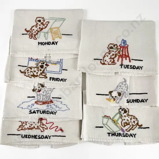 Set of Seven Tea Towels C1940's