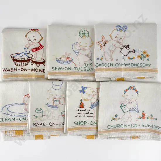 Set of Seven Tea Towels C1940's