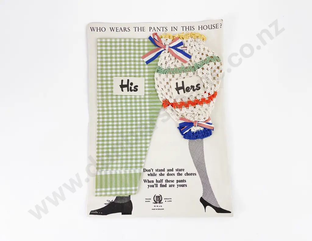 C1950's His & Hers tea Towel & Dish Cloth Image 1++