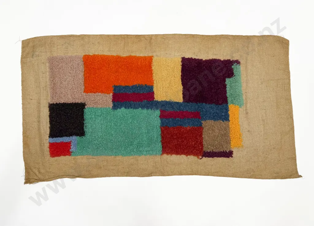 Unfinished C1930's Wool Hearth Rug Image 1++