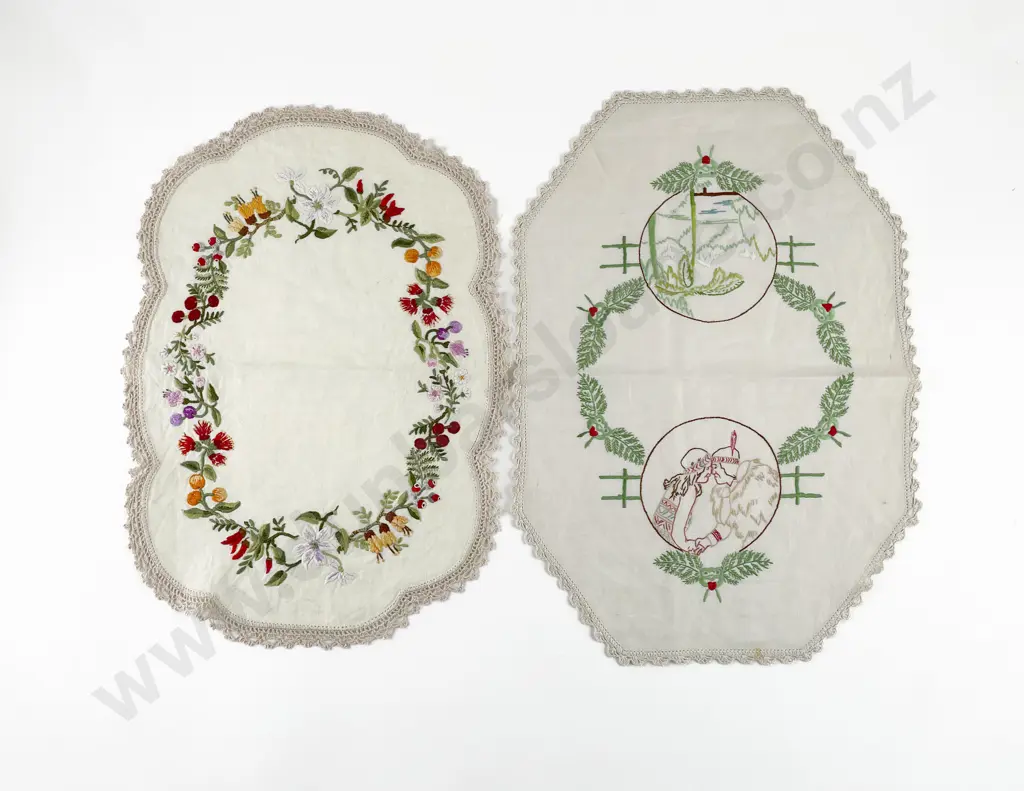 Two C1950's New Zealand Themed Doilies Image 1++