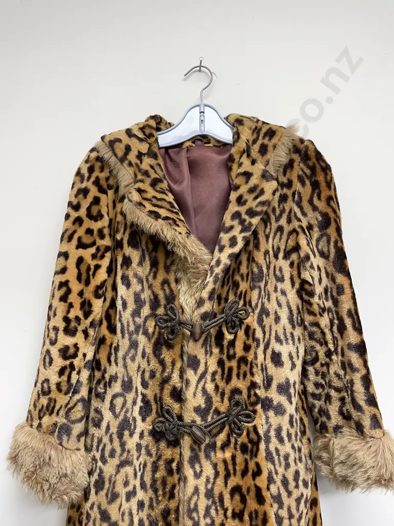 C1970's Faux Leopard Skin Long Length Coat Image 1++