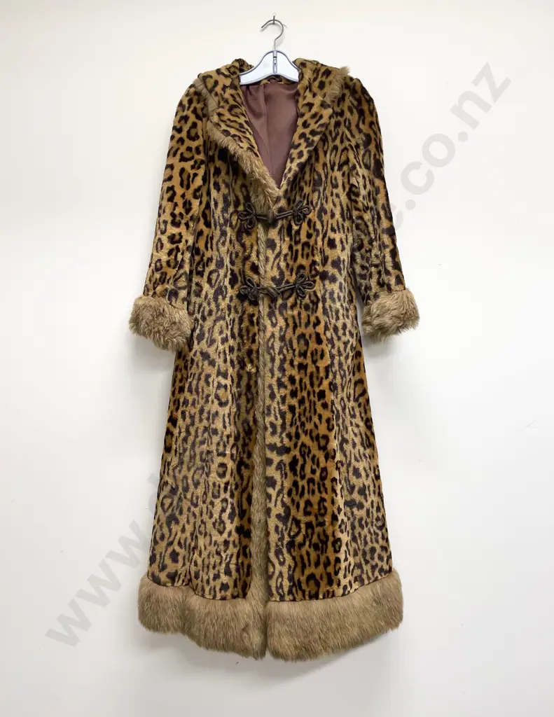 C1970's Faux Leopard Skin Long Length Coat Image 1++
