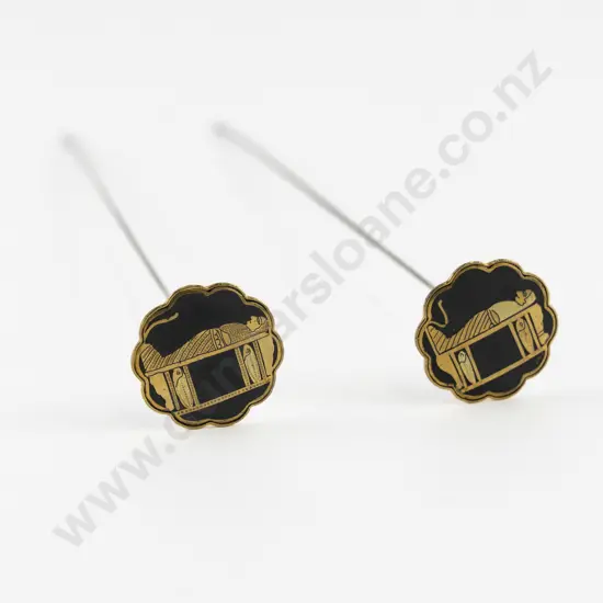 Tarachand Moolchard of Cairo Egypt Cased Pair Damascene Hat Pins