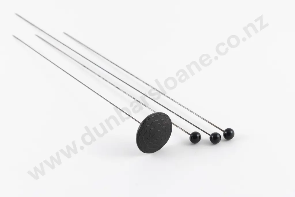 Late Victorian Four Black Glass Hat Pins Image 1++