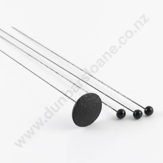Late Victorian Four Black Glass Hat Pins