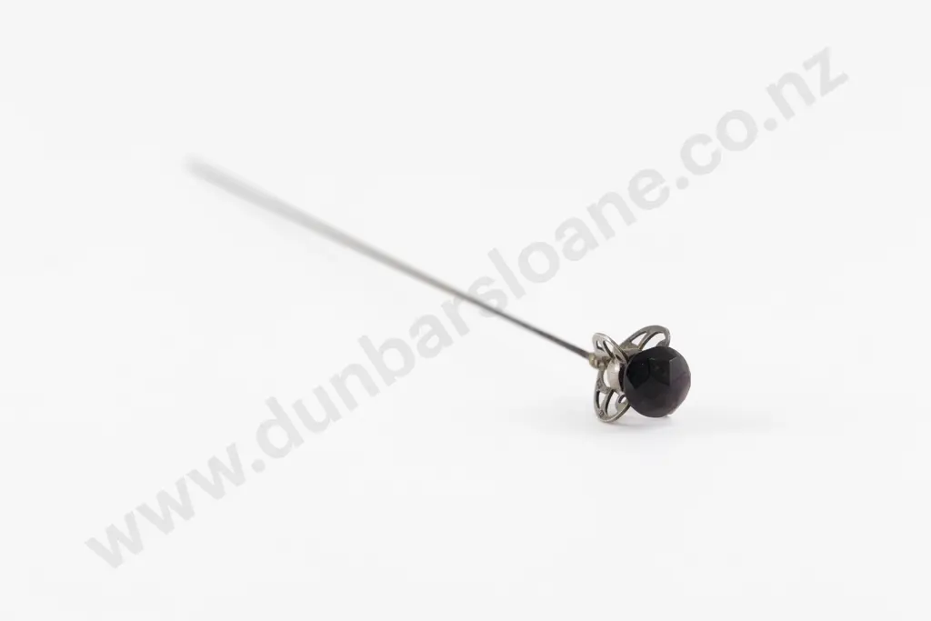 Edwardian S/S and Amethyst Glass Thistle Hat Pin Image 1++