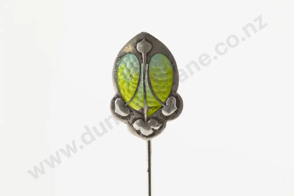 Edwardian S/S and Lime Green Enamel Hat Pin Image 1++