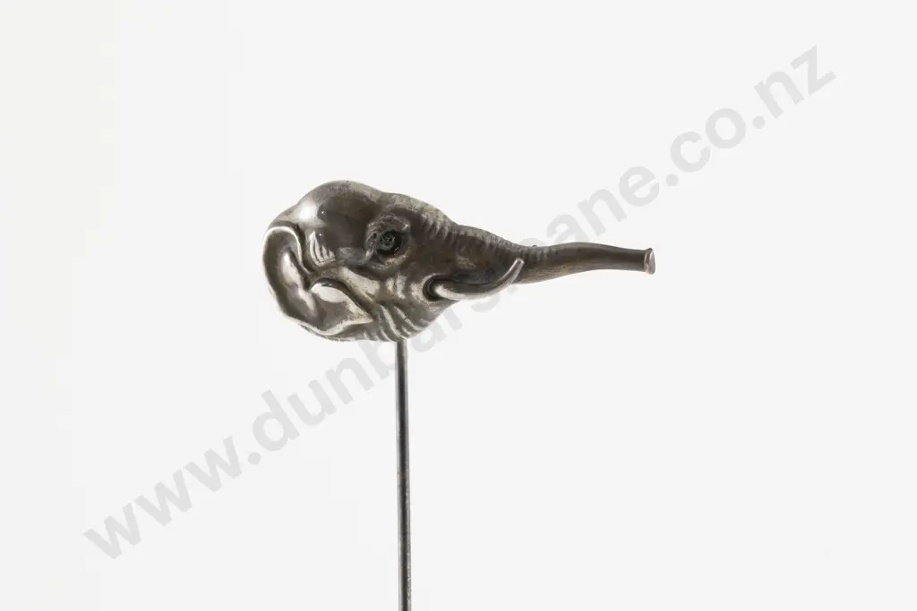 Edwardian S/S Elephant Head Hat Pin Image 1++