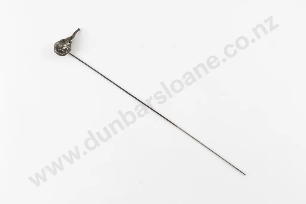 Edwardian S/S Elephant Head Hat Pin Image 1++