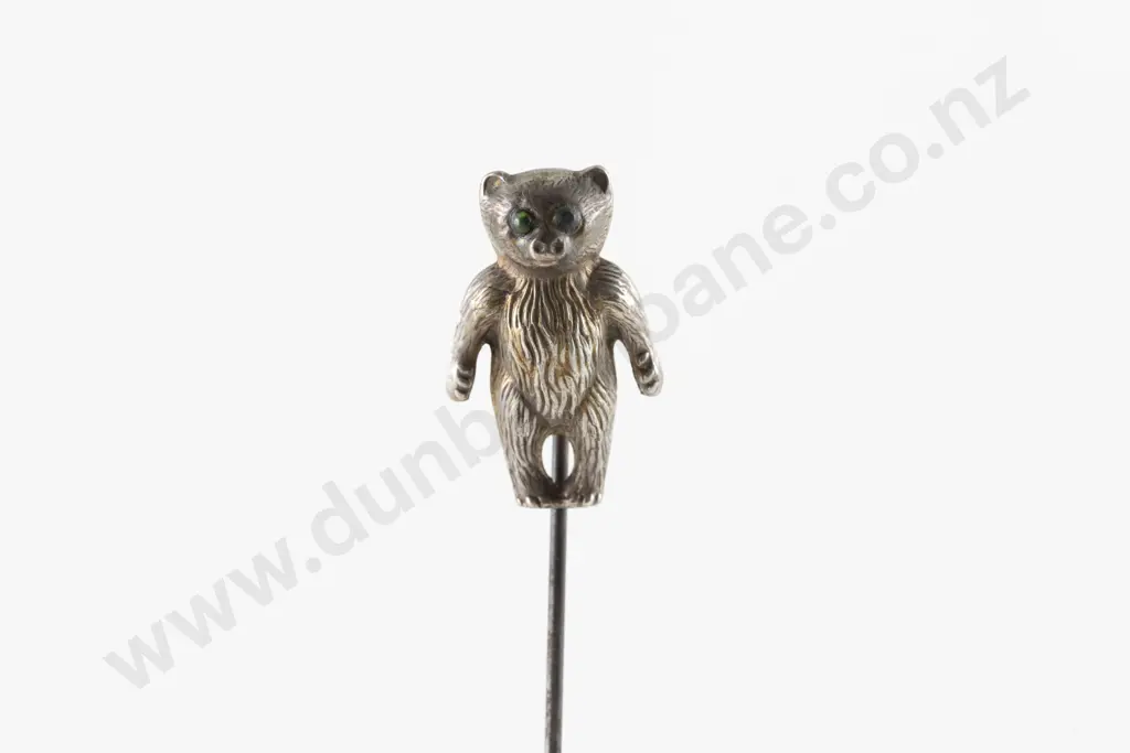 Edwardian S/S Bear Finial Hat Pin Image 1++
