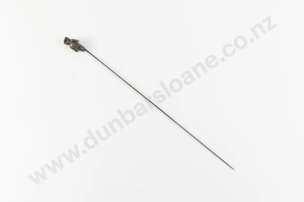 Edwardian S/S Bear Finial Hat Pin Image 1++