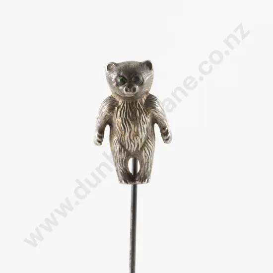 Edwardian S/S Bear Finial Hat Pin