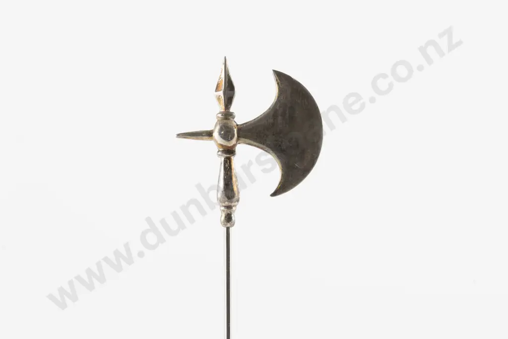 Edwardian S/S Battle Axe Finial Stick Pin Image 1++