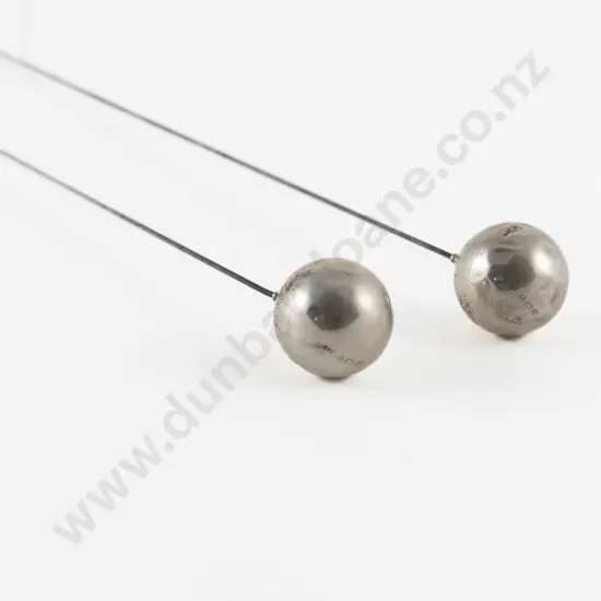 Pair Edwardian S/S Large Ball Finial Hat Pins