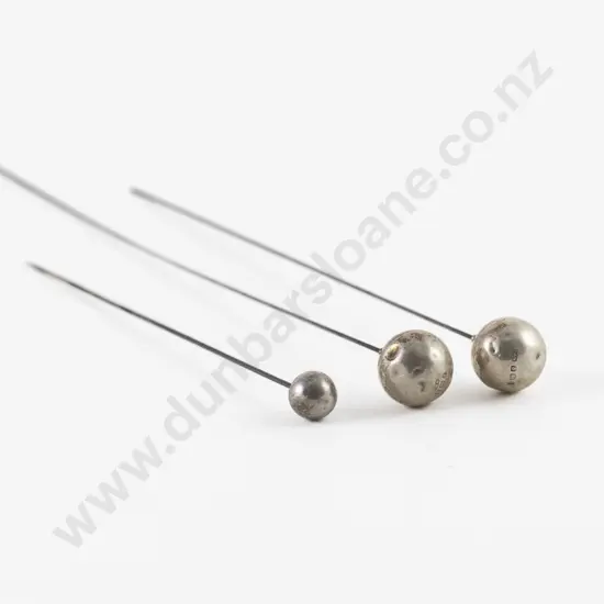 Three Edwardian S/S Ball Finial Hat Pins