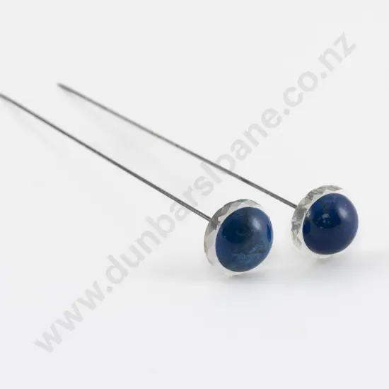 Pair Art Nouveau Lapis Lazuli and Crystal Glass Hat Pins