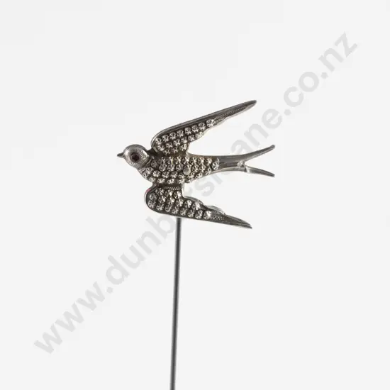 Art Nouveau .800 Silver Swallow Finial Hat Pin