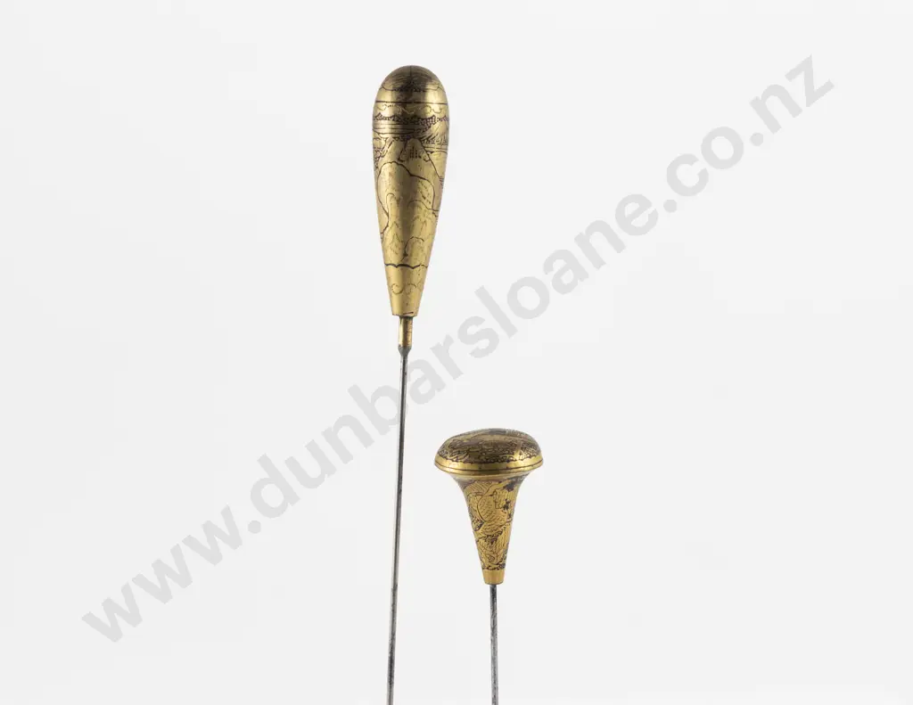 Two Japanese Meiji Period (1868-1912). Komei Style Work Hat Pins Image 1++