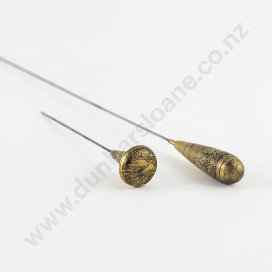 Two Japanese Meiji Period (1868-1912). Komei Style Work Hat Pins