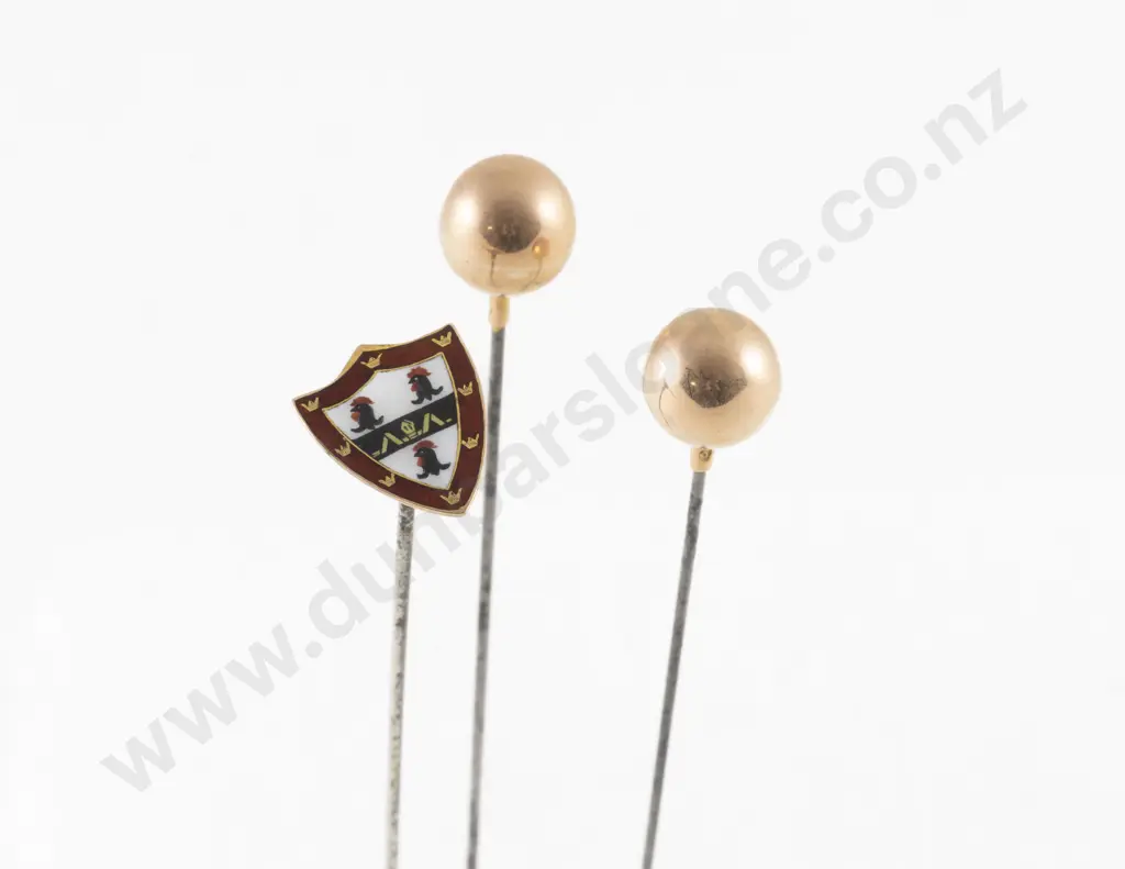 Pair Edwardian 9ct Gold Plain Ball Hat Pins Image 1++