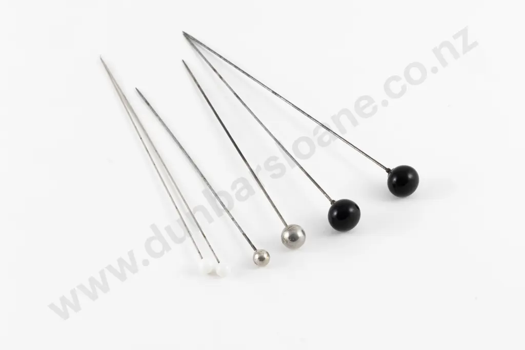 Pair Late Victorian Black Glass Ball Hat Pins Image 1++