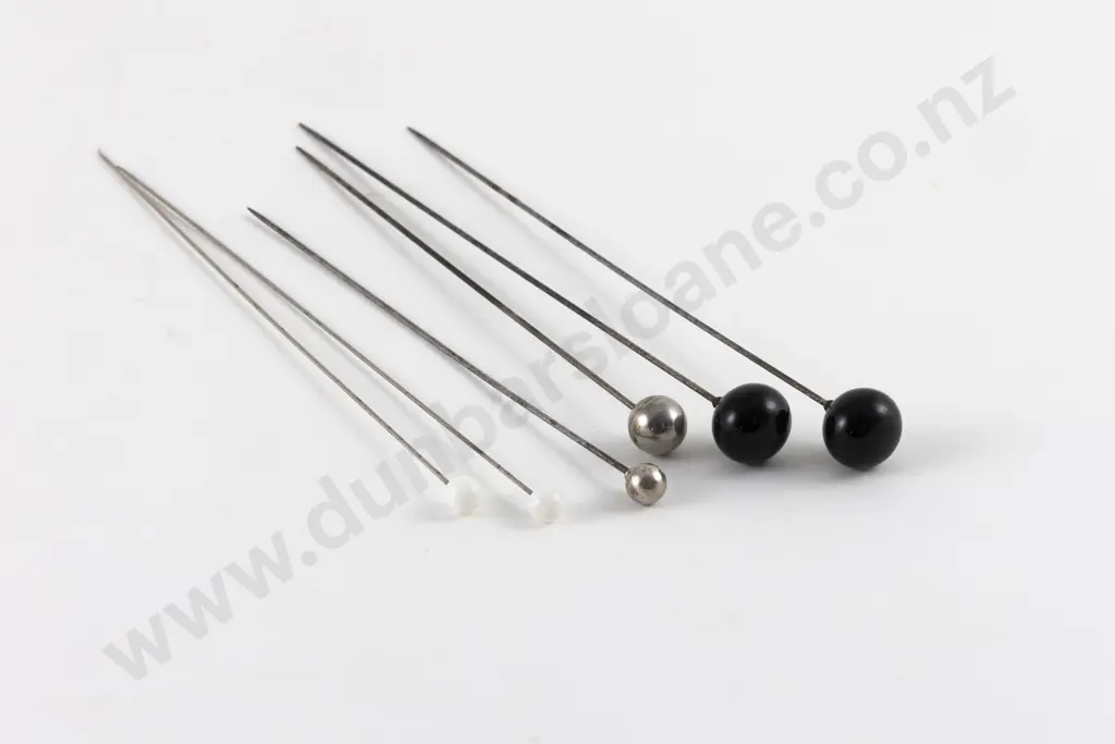Pair Late Victorian Black Glass Ball Hat Pins Image 1++