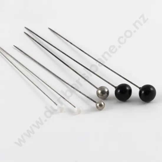 Pair Late Victorian Black Glass Ball Hat Pins