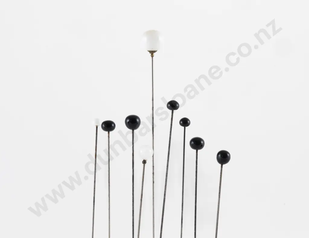 Nine Victorian Black and Milk Glass Ball Hat Pins Image 1++