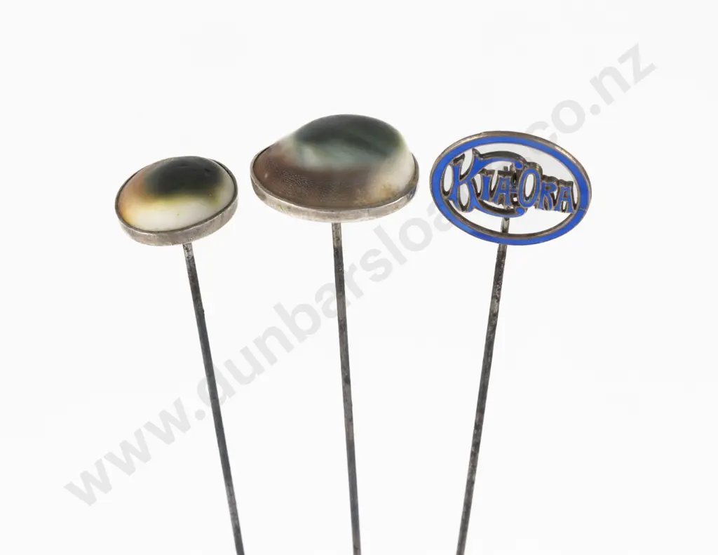 Edwardian S/S Blue Enamel 'Kia Ora' Hat Pin Image 1++