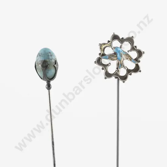 Edwardian S/S Mounted Turquoise Hat Pin