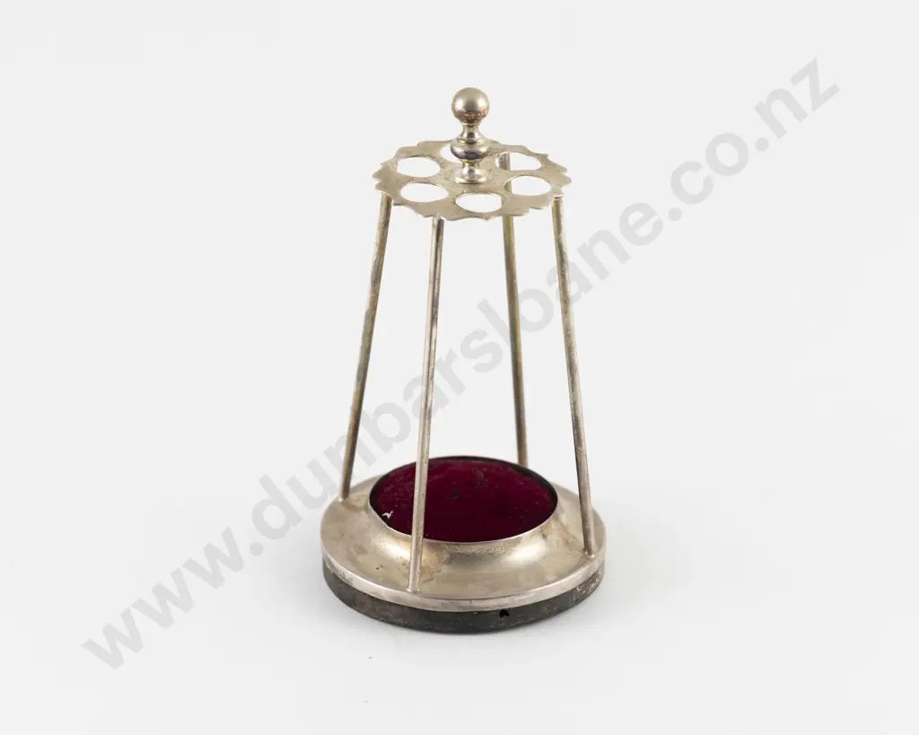 S/Plate and Red Velvet Hat Pin Holder Image 1++