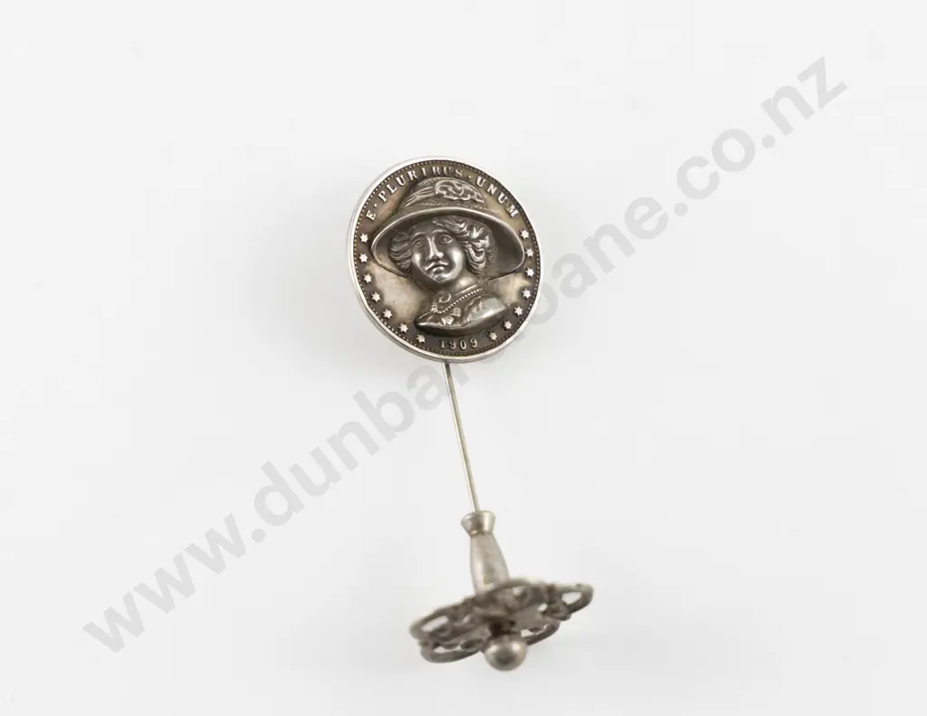 Edwardian Dated 1909 S/S E Pluribus Unum Commemorative Hat Pin Image 1++