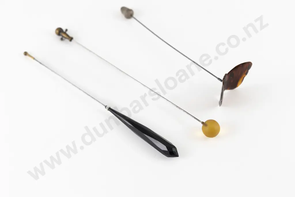 Edwardian Imitation Tortoise Shell Butterfly Form Hat Pin Image 1++