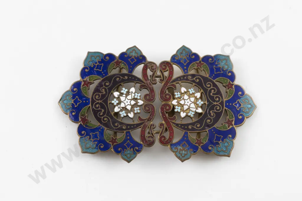 Art Nouveau Made in Austria Enamel 2pce Buckle Image 1++