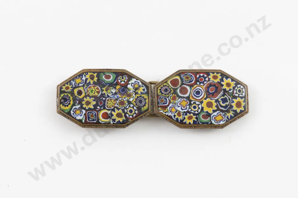 Art Nouveau Made in Czechoslovakia Mille Fiori 2pce Buckle Image 1++