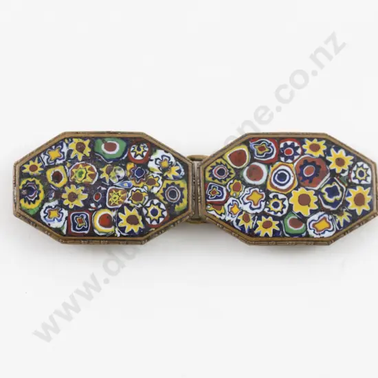 Art Nouveau Made in Czechoslovakia Mille Fiori 2pce Buckle
