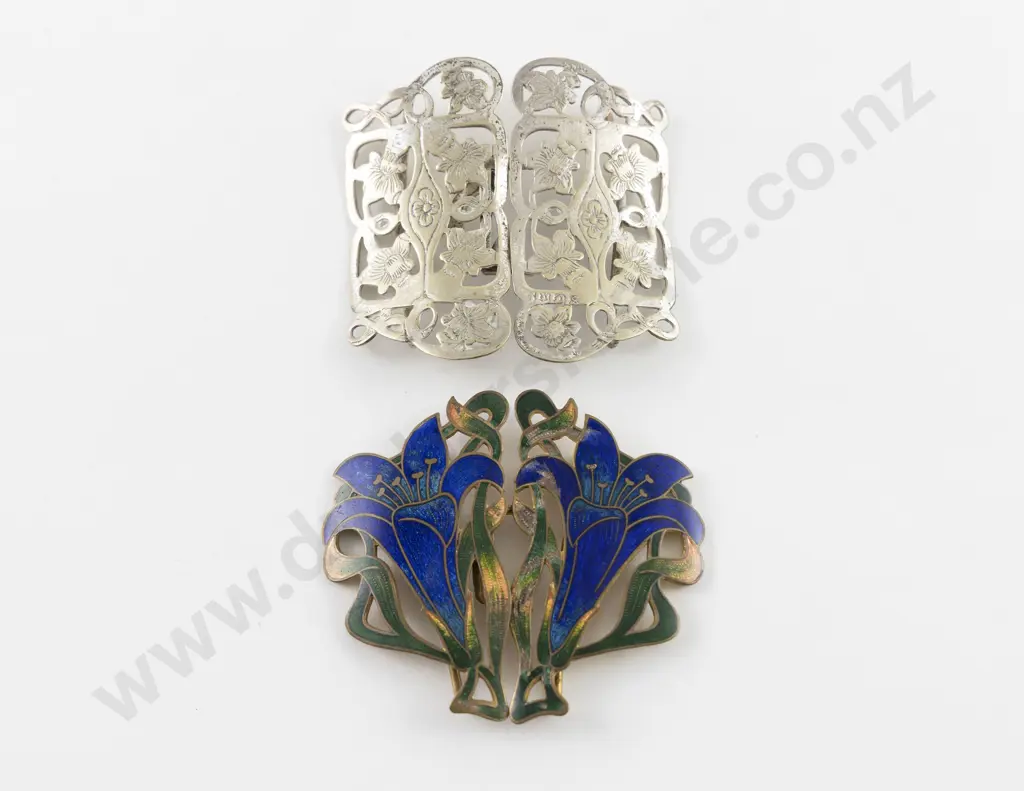 Art Nouveau Enamel Belt Buckle Image 1++