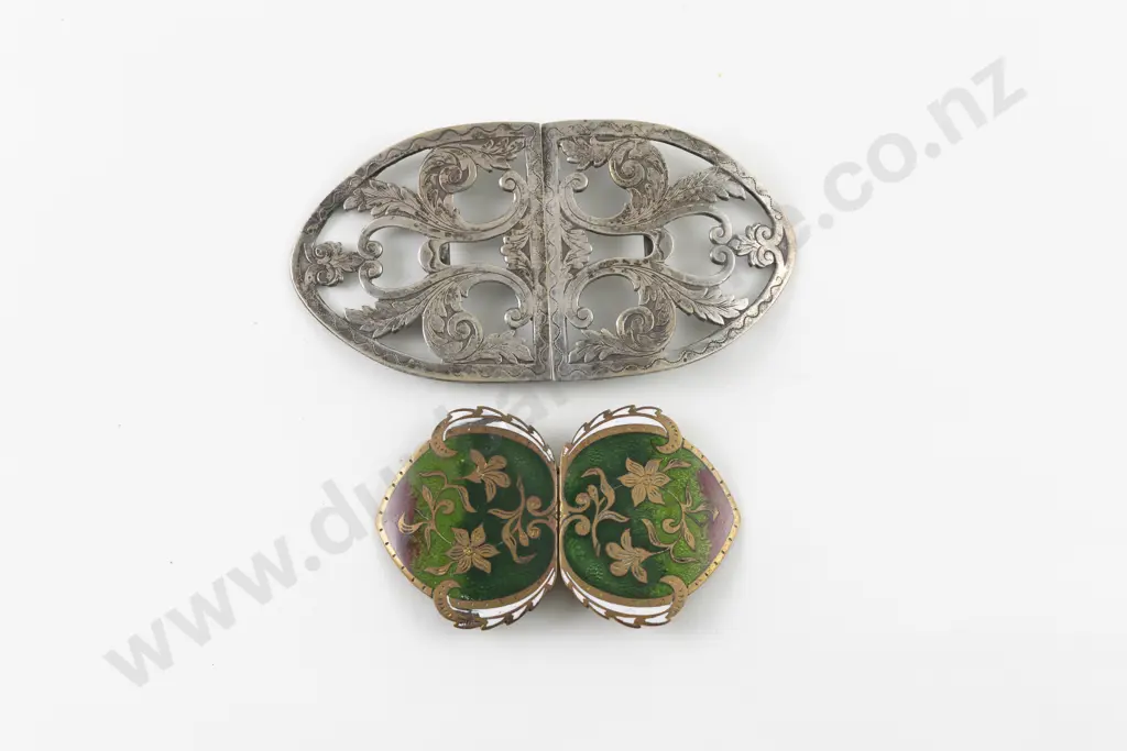 Art Nouveau Enamel Belt Buckle Image 1++