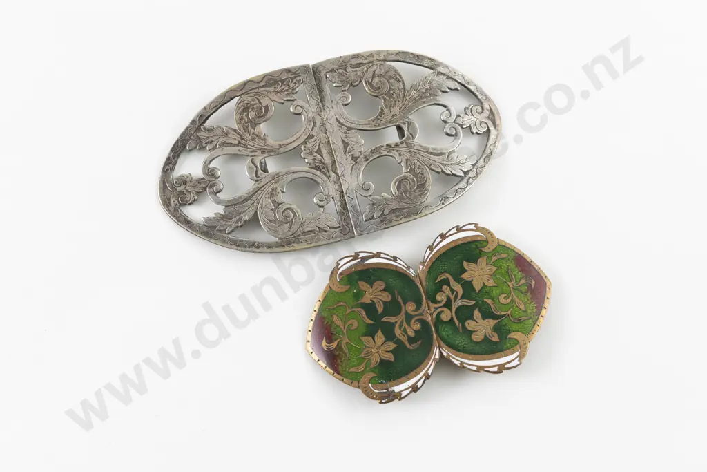 Art Nouveau Enamel Belt Buckle Image 1++