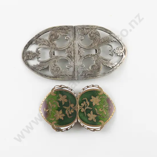 Art Nouveau Enamel Belt Buckle