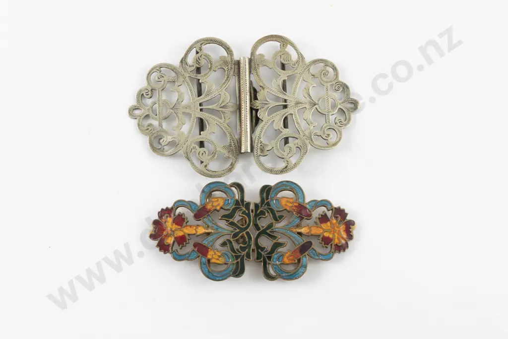 Art Nouveau Enamel Belt Buckle Image 1++