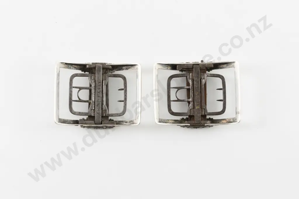 Pair Georgian Cut Steel on Steel Shoe Buckles Image 1++