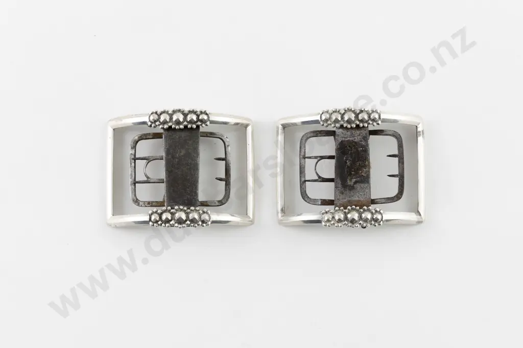 Pair Georgian Cut Steel on Steel Shoe Buckles Image 1++