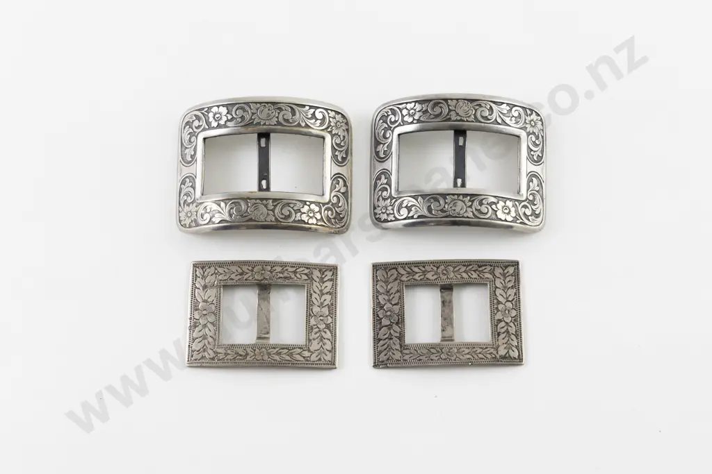 Two Pair Late C19th S/S and S/Plate Shoe Buckles Image 1++